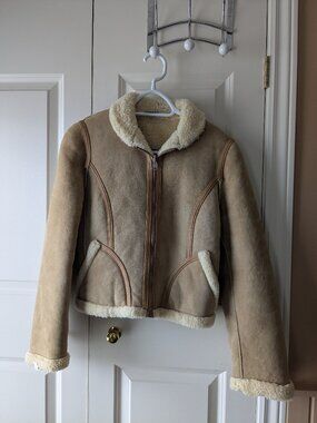 Vintage 1970s Shearling Bomber Jacket XS, Handmade in New Zealand